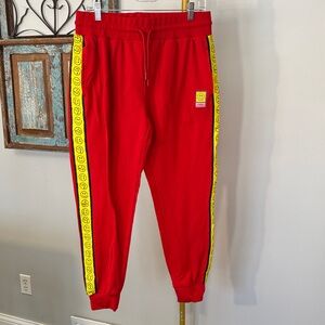 Zumba Fitness Red Joggers with Yellow Smiley Trim GUC M